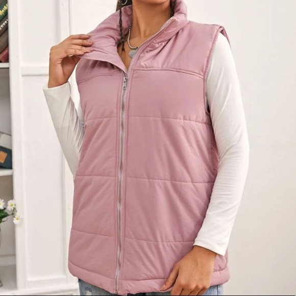 Dusty Pink Zip Up Winter Vest in M - Picture 3 of 4